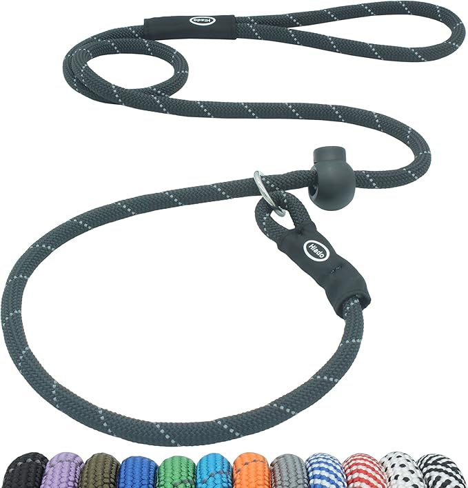 Slip Lead Dog Leash Reflective with Stopper Loop Rope Training No Pull for Medium Large Dogs 4ft Black