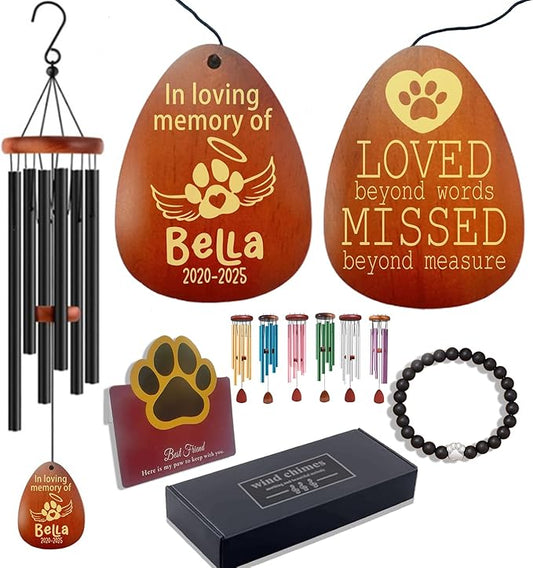 Personalized Dog Memorial Gifts for Loss of Dog, Custom Pet Memorial Wind Chime, Pets Loss Passing Away Remembrance Bereavement Gift, Custom Sympathy Gifts of Pet
