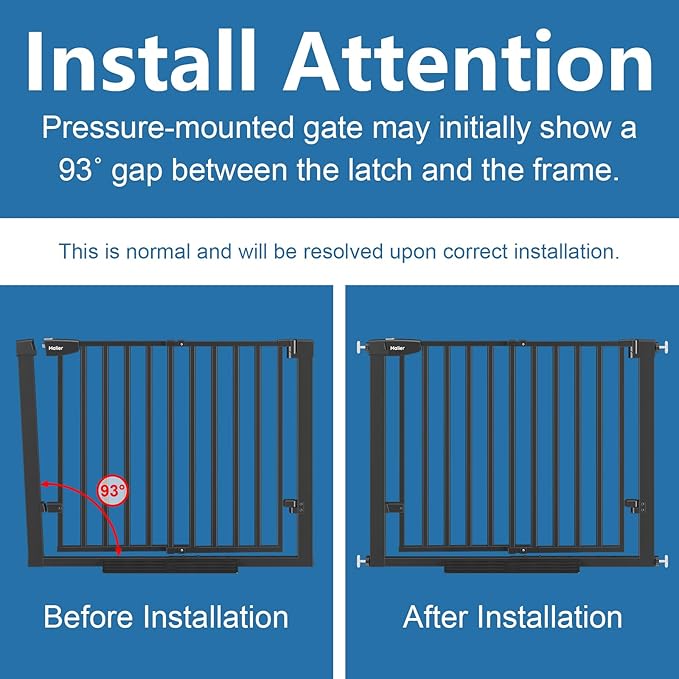 Malier Newest Baby Gate for Stairs with Large Walk Thru Door, 29-38" No Drill Pressure Mounted Dog Gate for Doorway, Auto Close Baby Gate, Easy Walk Through Gate Pet Gate for Child and Pets