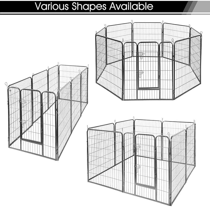 Giantex 48 inch Dog Fence with Door, 16/8 Panels Dog Playpen for Outside Large Dogs, Portable Pet Playpen Fencing Enclosures, Heavy Duty Metal Camping Fences for The Yard (16 Panels, 48 inch)