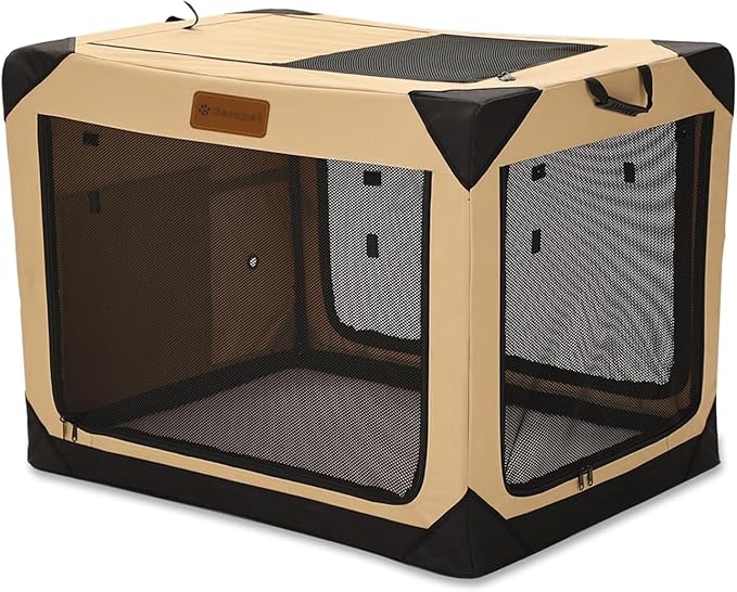 Soft Dog Crate for Small Dogs, 4-Door Foldable Collapsible Dog Crate with Soft Sides, Indoor & Outdoor Travel Dog Kennel