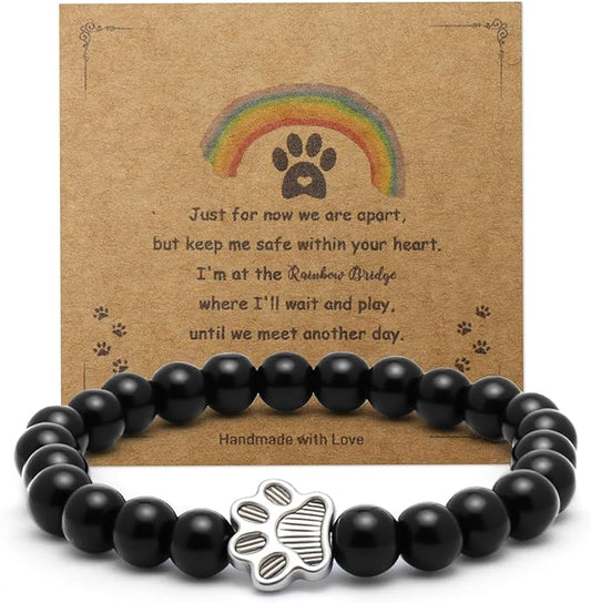 Dog Memorial Bracelet – Adjustable Pet Keepsake with Paw & Heart Charm, Sympathy & Remembrance Gift for Dog Loss, Cat & Pet Bereavement, Glossy