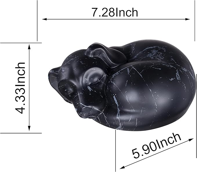 Pet Urns,Sleeping Resin Cremation Dog Urn, Dog Urns for Ashes, Small Animal Urn(Black)