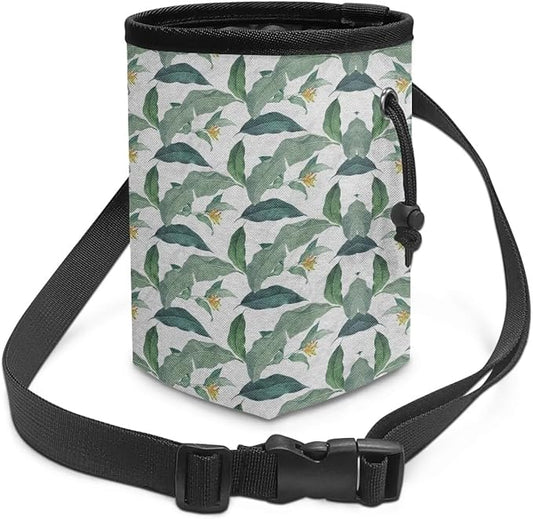 Green Leaf Pattern Dog Treat Pouch Easily Carries Puppy Training Pouch, Versatile Dog Walking Bag Bait Bag Training Bag for Treats, Kibbles, Toys & Accessories