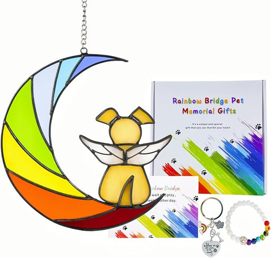 Stained Glass Dog Memorial Gifts for Loss of Dog, Rainbow Bridge Dog Memorial Gifts for Dogs, Pet Memorial Loss Sympathy Gift, Loss of Dog Sympahty Gift, Dog Bereavement Gift, Dog Passing Away Gift