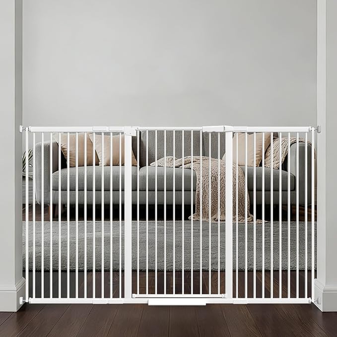 40.55" Tall, 61.61-69.48 Inch Wide, 1.37" Ultra Narrow Spacing Dog Pet Baby Gate Indoor for Doorway Hallway, Pressure Mounted 62 63 64 65 66 67 68 69 Inches Wide
