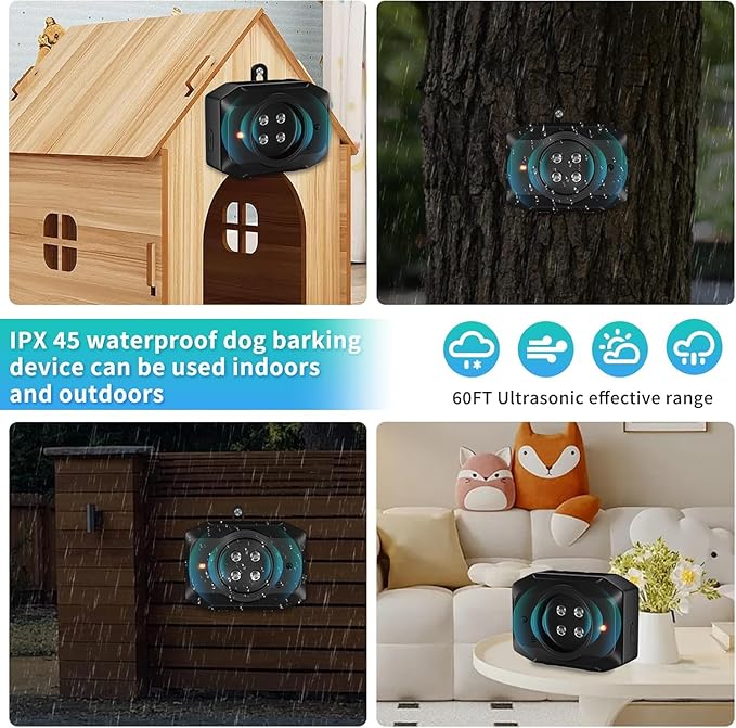 Anti Barking Device for Dogs - Ultrasonic Dog Bark Deterrent with Remote Control - 3 Modes Bark Control Device - Long Range 50FT Rechargeable Waterproof & Humane Barking Silencer for Indoor Outdoor