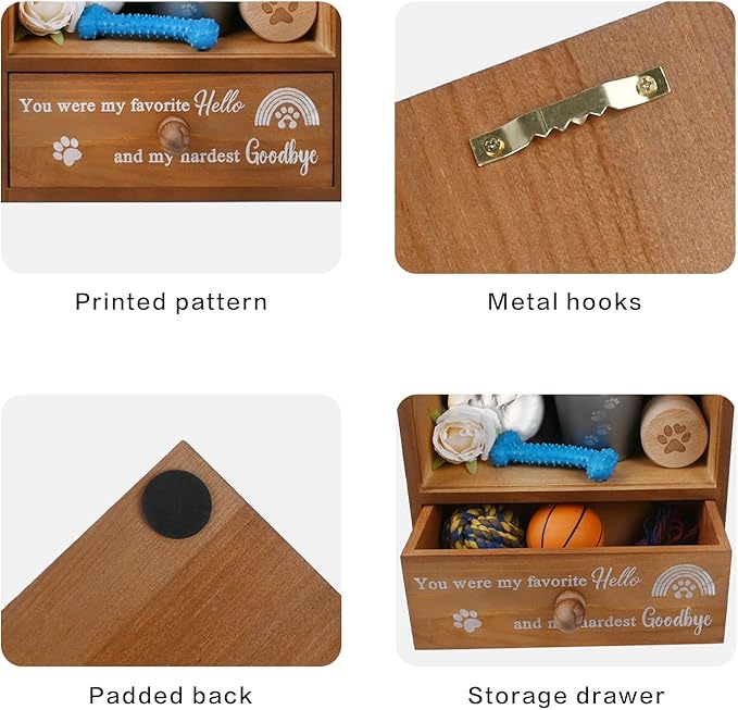 Pet Memorial Shadow Box Keepsake 9.25x13 Dog Memorial Gifts for Loss of Dog Death Sympathy and Remembrance Gift Large Pet Picture Frame Display Case with Deep Rainbow Bridge Drawer