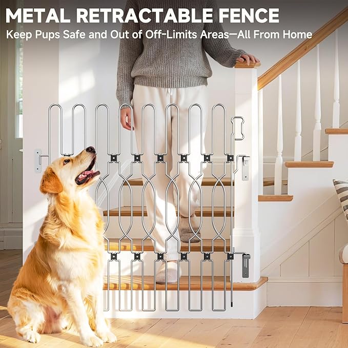 Snagle Paw Metal Retractable Door Barrier,Safety Dog Gate for Front Door,Easy Install Retractable Pet Gate for Recreational Vehicle,Doorways,36.2" Wide 35" Tall