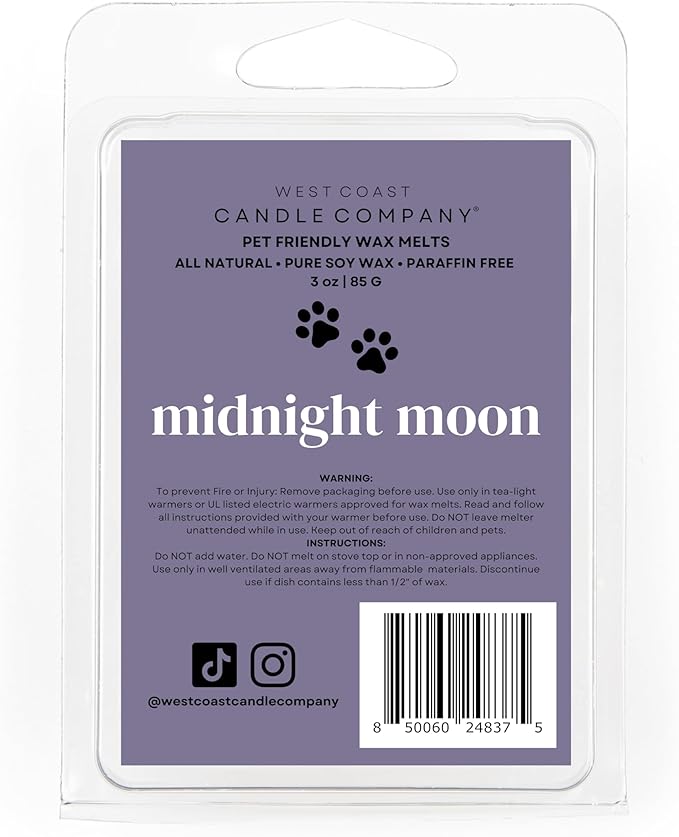 Pet Safe Wax Melts for Dogs | Non Toxic Soy Wax Melts | Natural, Paraffin-Free, Clean Burning | Odor Eliminating Wax Cubes | Midnight Moon