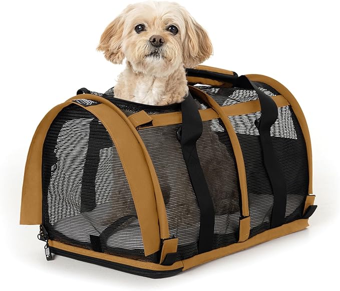 SturdiBag All Mesh Pet Carrier – Ventilated Design, Flexible and Compact for Travel | Large, Earthy Tan