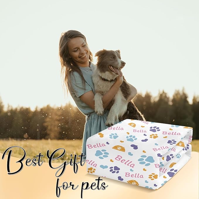 Custom Pet Blanket, Personalized Dog Blanket with Name, Customized Soft Flannel Blanket Gift for Pet Lover, Birthday, for Pet Animal Women Men Dog Lovers Memorial Gift
