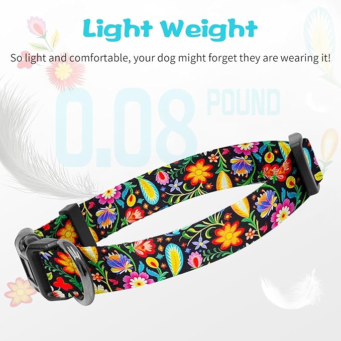 Kazazoo Dog Collar Cute and Soft Nylon Puppy Collar for Boy and Girl, Adjustable Dog Collars for Small Medium Dogs, Tropical-M