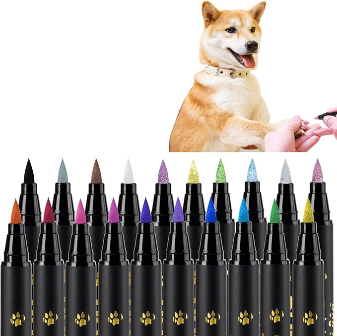 Dog Nail Polish， Dog Nail Polish Pens Quick Dry-20 Colors, Pet Nail Polish Set for Dogs， DIY Dogs Puppy Nails, Dog Safe Nail Polish Non Toxic, Odorless, Easy to Apply