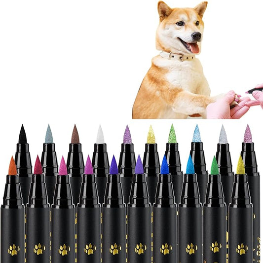 Dog Nail Polish， Dog Nail Polish Pens Quick Dry-20 Colors, Pet Nail Polish Set for Dogs， DIY Dogs Puppy Nails, Dog Safe Nail Polish Non Toxic, Odorless, Easy to Apply