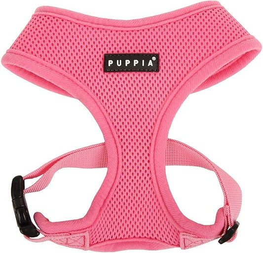 Puppia Soft Dog Harness No Choke Over-The-Head Triple Layered Breathable Mesh Adjustable Chest Belt and Quick-Release Buckle, Pink, X-Large