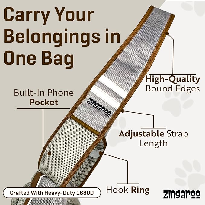 Hands-Free Sling Pet Carrier for Cats and Small Dogs up to 12lbs – Travel Set Includes Foldable Water Bowl & ID Card – Breathable Mesh, Safety Hook & Adjustable Padded Strap for Walking & Travel