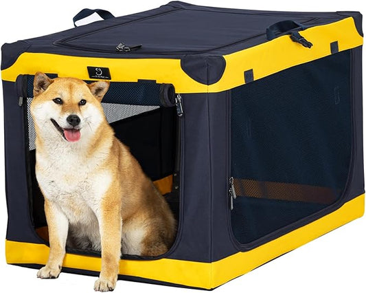 Soft-Sided Dog Crate 30 Inch Medium by A4PET, Collapsible Foldable Soft Crate for Medium Dogs, Breathable Mesh, Washable Cover, Patented Screw Frame, Portable Travel