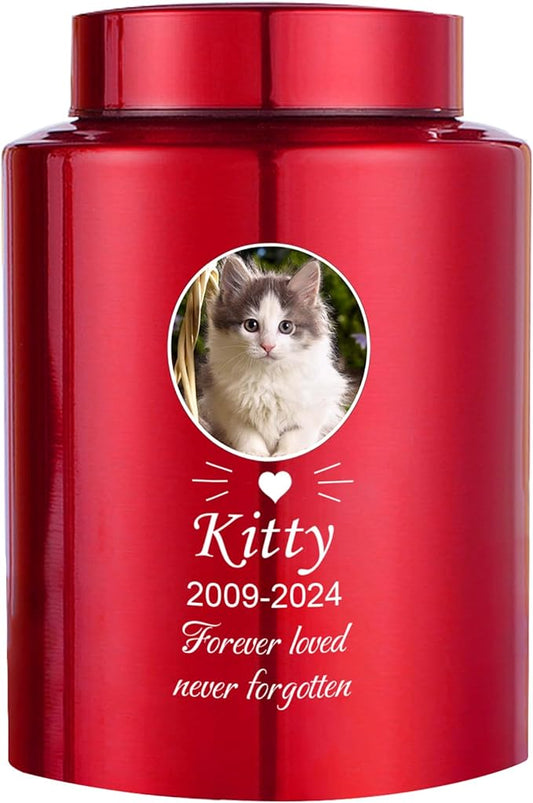 Custom Urns for Dogs and Cats Ashes Personalized Pet Urn with Name and Photo Pet Cremation Memorial Urn for Loss of Dog or Cats Engraved Pet Funeral Urns (Beards)