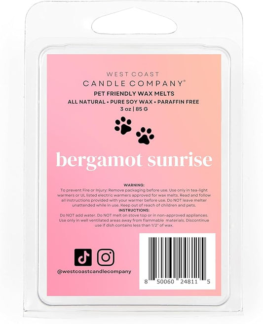 Pet Safe Wax Melts for Dogs | Non Toxic Soy Wax Melts | Natural, Paraffin-Free, Clean Burning | Odor Eliminating Wax Cubes | Bergamot Sunrise