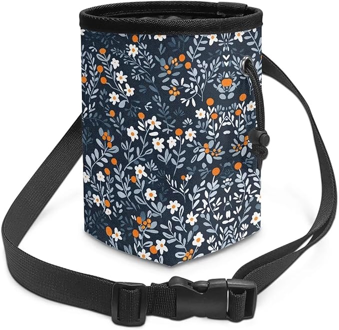 Floral Pattern Pet Treat Pouch Portable Training Treat Bag Dog Food Dispenser Pet Feed Snack Reward Bait Bag Behavior Aids for Puppy Travel or Outdoor Use