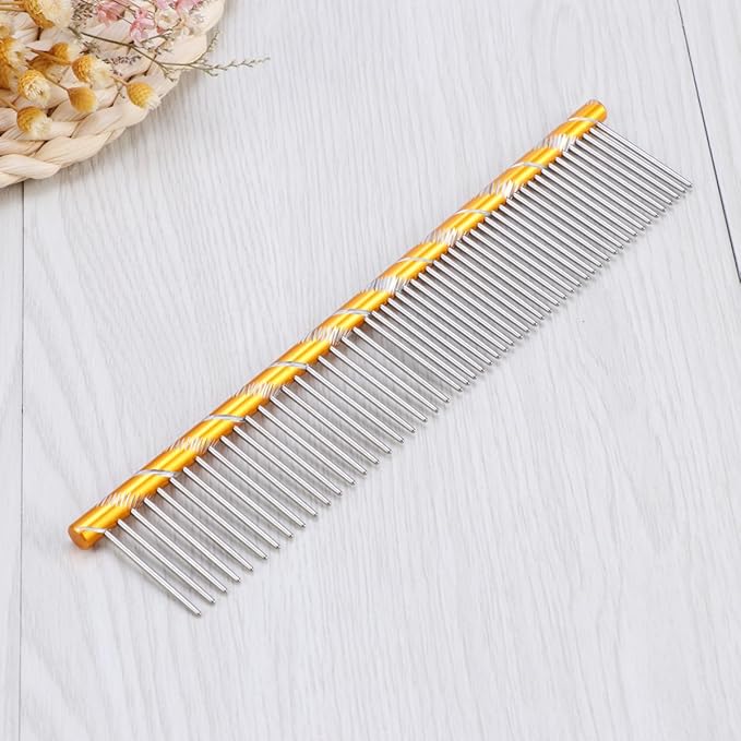 Combs for Grooming - Combs with Rounded Ends Stainless Steel Teeth Pet Comb Grooming Comb Cat Comb Metal Comb for Removing Tangles and Knots