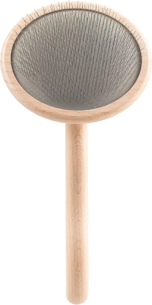 Chris Christensen Mark VIII Round Head Slicker Brush for Dogs, 12mm Pins, Groom Like a Pro, Handcrafted Lightweight Beechwood Ergonomic Handle, Stainless Steel Pins, A5VIII. Made in Germany.