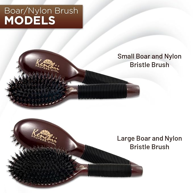 Kenchii Boar and Nylon Bristle Brush for Dog and Cat, Professional Grooming Brush with Maple Body, Lightweight, Non-Slip Rubber