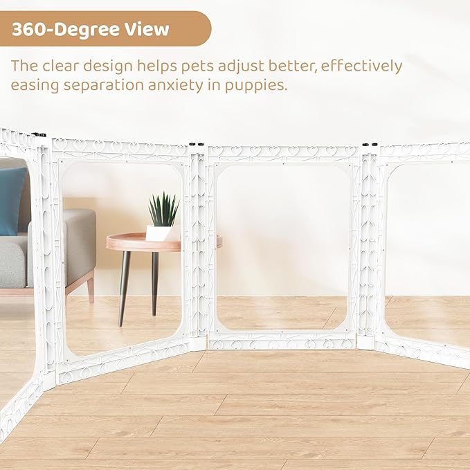 Acrylic Portable Dog Playpen Indoor, Clear Dog Play Pen Indoors Puppy Playpen Indoor Easy Assemble 24” Octagon Guinea Pig Rabbit Bunny Small Animal Pet Playpen, Puppy Play Pen for Indoors