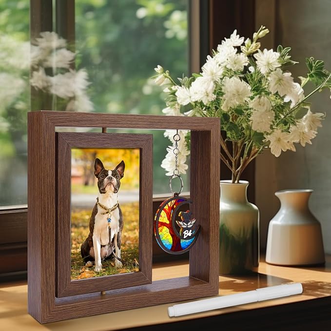Dog Memorial Picture Frame – 4x6 Wooden Photo Frame for Pet Loss – Sympathy Remembrance Gift for Dog or Cat Lovers (Life Tree)