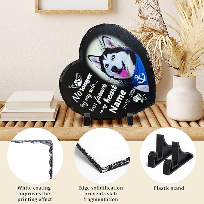 Memorial Stone for Loss of Dog, Personalized Dog Memorial Stone Gifts - Sympathy Remembrance Plaque, Custom Colorful Pet Memory Garden, Passing Away Gifts for Cat Grave Headstones (Heart 03)