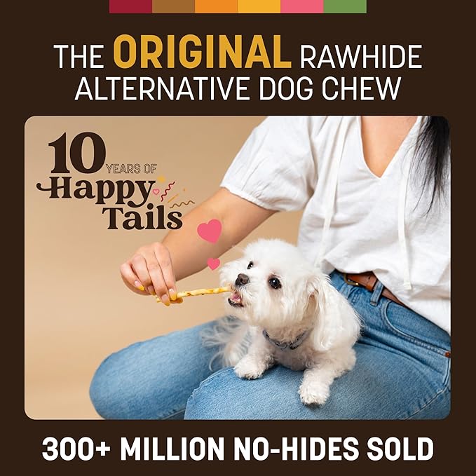Earth Animal No Hide Stix - Long Lasting Rawhide Free Small Dog Chews Sticks, Peanut Butter - 40 Count Extra Value Pack