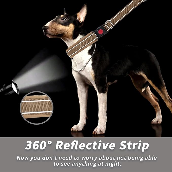Martingale No Pull Dog Collar for Large Medium Small Dogs, Heavy Duty Nylon Reflective Adjustable Anti Pull Slip Collar with Buckle for Training Walking S Khaki