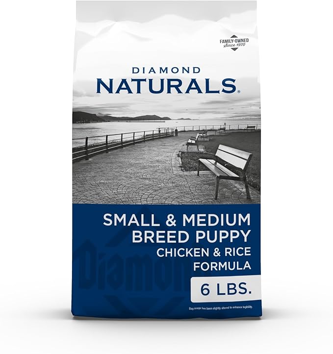 DIAMOND NATURALS Real Meat Small & Medium Breed Puppy Formula Dry Dog Food Protein, Probiotics and Antioxidants, 6 Pound