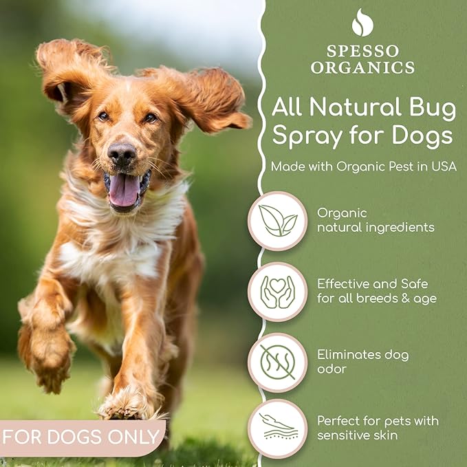 Repello Flea and Tick Spray for Dogs - Gentle & Effective Against Mosquitoes, Ticks, and Fleas - Made with Pure Organic Essential Oils