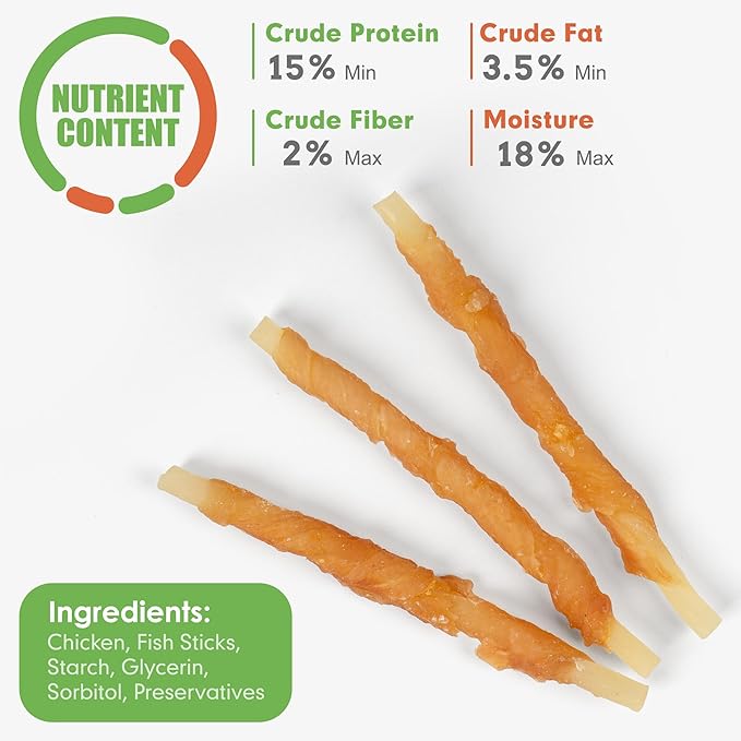MON2SUN Rawhide Free Dog Treats Chicken Wrapped Cod Sticks for Small Dogs Healthy Training Treats Soft Snacks (14.11 Ounce -Pack of 2)