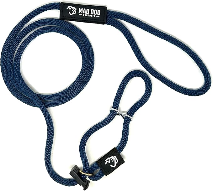 Mad Dog Products Easy Leader Dog Leash 1/2" x 4' Navy Signature Rope - Made in USA