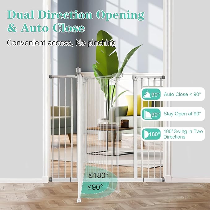 Kinfant 41'' Baby Gate for Stairs, Dog Gate Indoor, Extra Tall Pressure Mounted Baby Gate, Walk Thru Child Gate with Door, Fits Between 29.1" and 44.9" Child Safety Gate, Easy Assembly