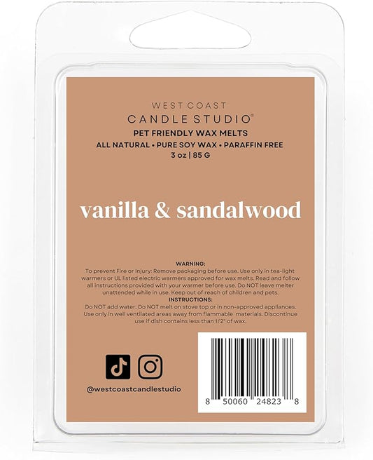 Pet Safe Wax Melts for Dogs | Non Toxic Soy Wax Melts | Natural, Paraffin-Free, Clean Burning | Odor Eliminating Wax Cubes | Vanilla & Sandalwood