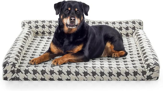 FURTIME Orthopedic Dog Beds Large Sized Dog, XXL Washable Memory Foam Pet Couch Bed with Removable Washable Cover, Non-Slip Bottom with Bolster Sides, Grey