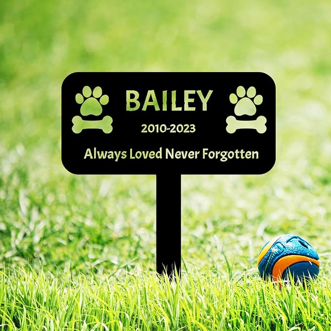 Custom Dog Name Memorial Grave Stake Marker, Personalized Dog Memorial Grave Marker Engraved Sign, Customized Dog Memorial Stake Metal Sign Headstone Loss of Dog Pet Sympathy Gift