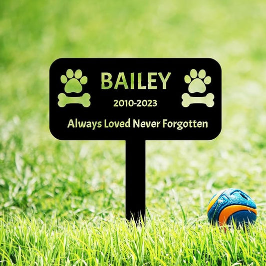 Custom Dog Name Memorial Grave Stake Marker, Personalized Dog Memorial Grave Marker Engraved Sign, Customized Dog Memorial Stake Metal Sign Headstone Loss of Dog Pet Sympathy Gift