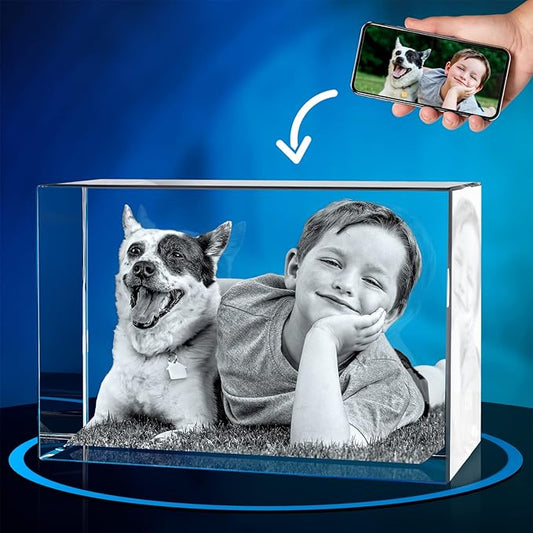 ArtPix 3D Crystal Photo, Personalized Dog Memorial Gifts with Your Own Photo for Dog Lovers, Pet Owners, 3D Laser Etched Picture, Engraved Crystal in Memory of Dog, Customized Gifts