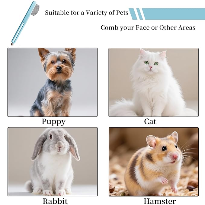 Precision Tear Stain Comb for Small Dogs Cats Face Eye Gunk Removal Tool ，Fit Yorkie, Shih Tzu, Maltese, Maltipoo, Pomeranian, Puppy Starter Kit, Pet Supplies (Blue)