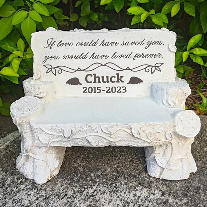 Personalized Memorial Bench for Pet Human, Custom Pet Memorial Stone with Colorful Photo, Pet Grave Marker Dog Headstone Cat Tombstone, Loss of Pet Gifts, Memorial Garden Plaque