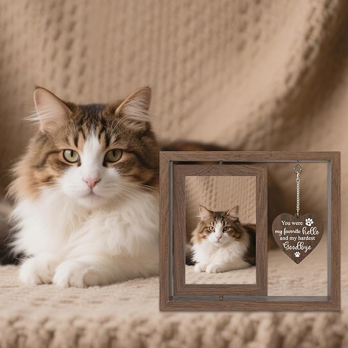 Dog Memorial Gifts for Loss of Dogs, Pet Memorial Gifts for Dogs, Rotating Wooden Dog Memorial Frame for Photos