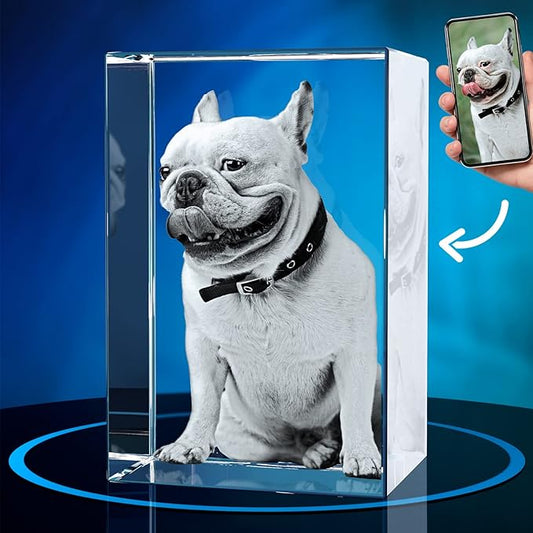 ArtPix 3D Crystal Photo, Personalized Dog Memorial Gifts with Your Own Photo for Dog Lovers, Pet Owners, 3D Laser Etched Picture, Engraved Crystal in Memory of Dog, Customized Gifts