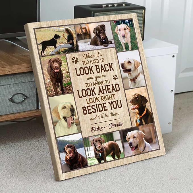 Benicee Shop Custom Pet Photo Collage Canvas Print, Dog Photo Gifts, Pet Personalized Gifts, Dog Memorial Frame