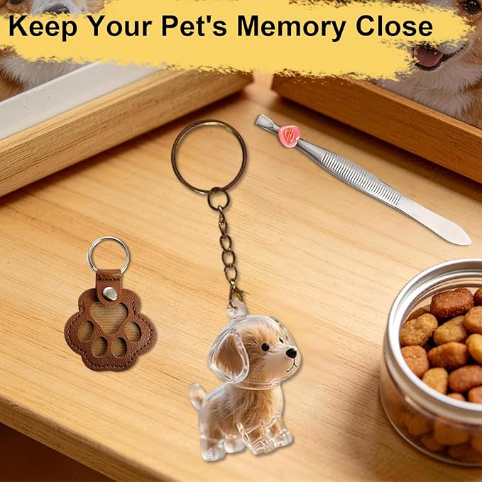 Dog Hair Collector Keychain Refillable Pet Fur Memorial Locket Portable Transparent Capsule Keepsake Charm