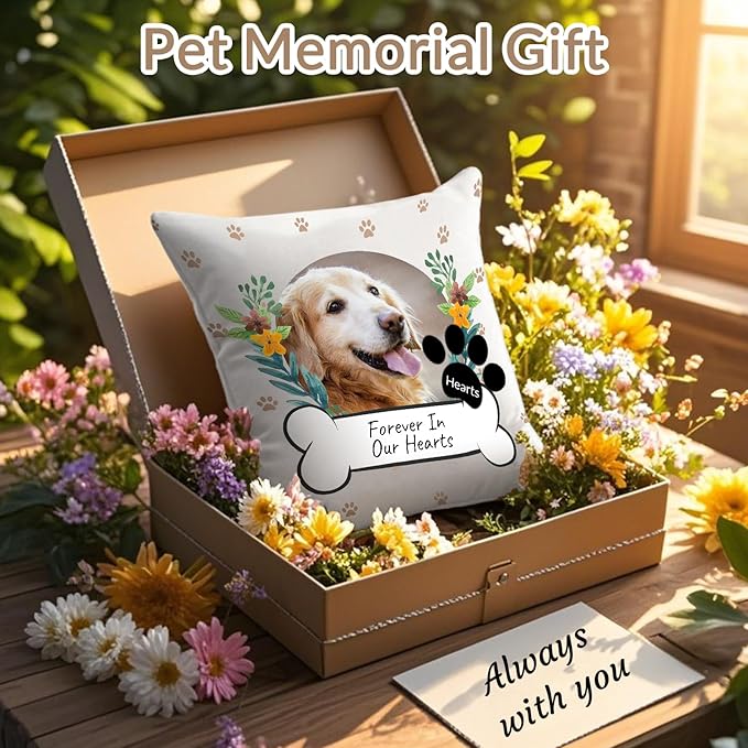 Custom Dog Memorial Throw Pillow with Photo - Personalized Loss of Dog Sympathy Gift for You | Pet Memorial Gifts for Dogs/Cats (Style 3)